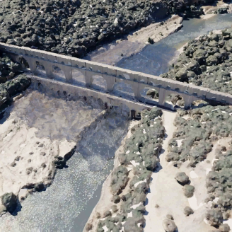 Simulation de crue au Pont du Gard