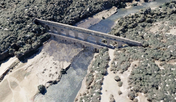 Simulation de crue au Pont du Gard